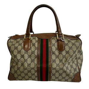 GUCCI Boston Bag GG Sherry Brown